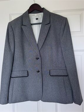 Tahari Gray Womens Two-Button Notch Collar Blazer